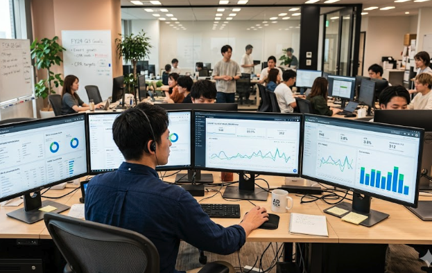データを見ながら継続改善する運用チームのイメージ